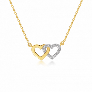 SOFIA DIAMONDS zlatý náhrdelník spojené srdcia s diamantom 0,05 ct GEMCS30038-18
