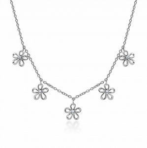 SOFIA strieborný náhrdelník kvety AEAN1325Z/R