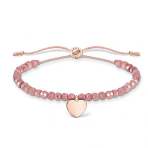 THOMAS SABO šnúrkový náramok Pink pearls heart rose gold A1985-893-9-L20v