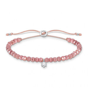 THOMAS SABO šnúrkový náramok Pink pearls with white stone A1987-401-9-L20v