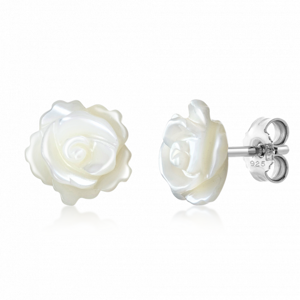 SOFIA strieborné náušnice perleťové ruže COEPA8277x