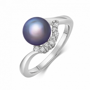 SOFIA strieborný prsteň s tmavou perlou AEAR3396Z,BKFM/R