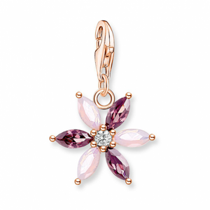 THOMAS SABO strieborný prívesok charm Flower pink stones rose gold 1874-323-7