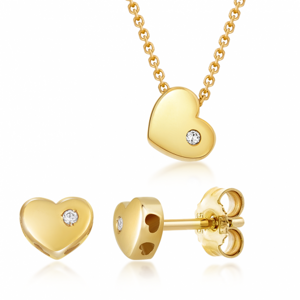 SOFIA zlatý set náhrdelník a náušnice srdiečka PAK12111G+PAK12113G