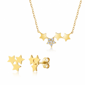 SOFIA zlatý set náhrdelník a náušnice hviezdy NB9NBG-0045+NB9NBG-0024