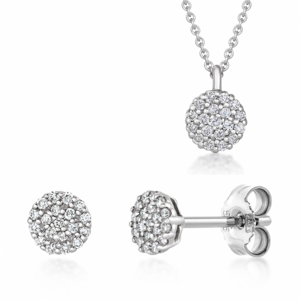 SOFIA zlatý set náhrdelník a náušnice s diamantmi UDPD26350-W-NH+UDER23017W-H-I1