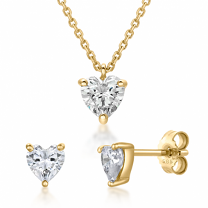 SOFIA zlatý set náhrdelník a náušnice srdiečka GEMBO23178-14+GEMCS26166-18