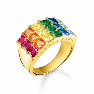 THOMAS SABO prsteň Colourful stones pavé gold TR2359-996-7