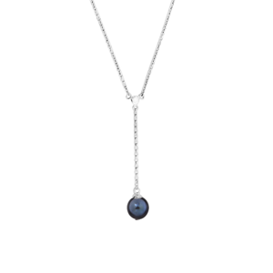 SOFIA strieborný náhrdelník s tmavou perlou AEAN1083BKFM/R42+5