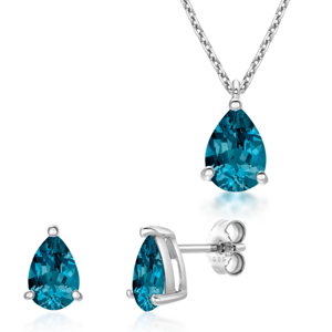 SOFIA zlatý set náhrdelník a náušnice modrý topás GEMBO17796-48+GEMCS23680-52