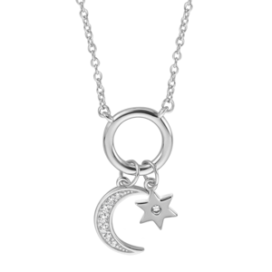 ESPRIT strieborný náhrdelník s mesiacom a hviezdou ESNL02001142