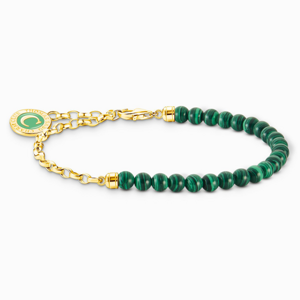 THOMAS SABO strieborný náramok na charm Green beads gold A2130-140-6