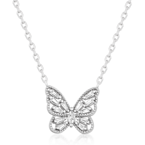 SOFIA strieborný náhrdelník s motýľom IS028CT645RHWH