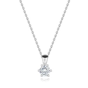 Briliantový náhrdelník z bieleho 14K zlata - okrúhly diamant v šesťcípom kotlíku