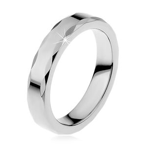 Dámsky wolfrámový prsteň so stužkovým okrajom - Veľkosť: 60 mm