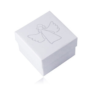 Darčeková krabička na prívesok alebo náušnice - biela farba, motív anjelika