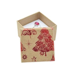 Darčeková krabička na šperky - červené vianočné stromčeky a hviezdy