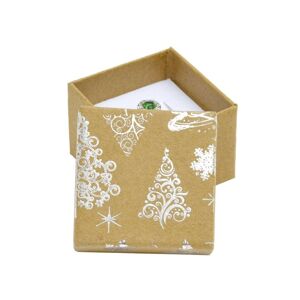 Darčeková krabička na šperky - vianočné stromčeky a hviezdy striebornej farby