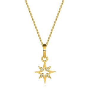 Diamantový náhrdelník v žltom 14K zlate - hviezda s hladkými a briliantovými ramenami