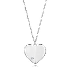 Diamantový náhrdelník zo striebra 925 - srdce so zdvihnutými stranami, okrúhly briliant