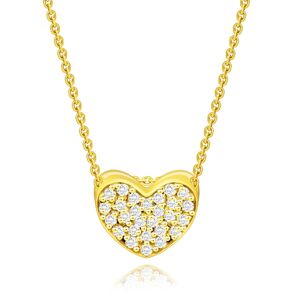 Diamantový náhrdelník zo žltého zlata 585 - srdce s čírymi briliantmi