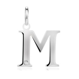 Diamantový prívesok zo striebra 925 - veľké písmeno M, okrúhly briliant