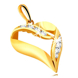 Diamantový prívesok zo žltého 585 zlata - kontúra srdca, trblietavé brilianty