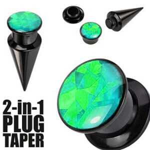 Expander a plug v čiernom farebnom odtieni - čierna a zelená skrutka - Hrúbka: 3 mm