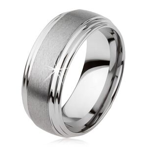 Hladký tungstenový prsteň, jemne vypuklý, matný povrch, strieborná farba - Veľkosť: 64 mm