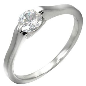 Klasický zásnubný prsteň - číre očko v úchyte - Veľkosť: 60 mm