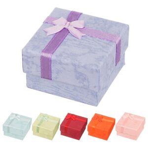 Krabička na náušnice - mramorované pastelové odtiene s mašličkou - Farba: Fialová