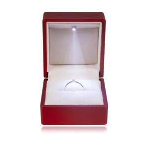 LED darčeková krabička na prstene - matná červená farba, štvorec