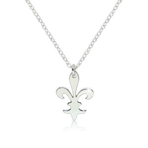 Lesklý strieborný náhrdelník 925 - ozdobne vyrezávaný symbol "Fleur de Lis"