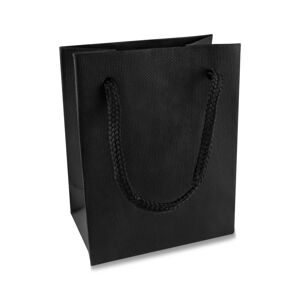 Malá darčeková taštička z papiera - čierna, mriežkovaný vzor, matná