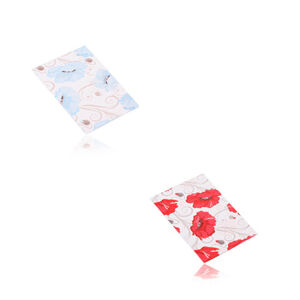 Matná darčeková obálka z papiera, bielej farby s motívom divých makov, 50 x 85 mm - Farba: Červená