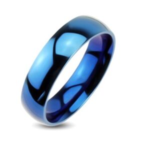 Modrá kovová obrúčka - hladký prsteň so zrkadlovým leskom - Veľkosť: 53 mm