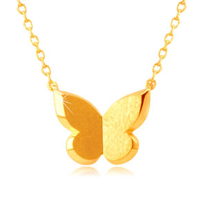 Náhrdelník v žltom zlate 585 - motýlik so saténovým povrchom