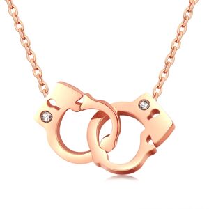 Oceľový náhrdelník medenej farby - prepojené putá, drobný zirkón
