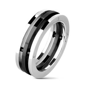 Oceľový prsteň - dvojfarebné oddelené obruče - Veľkosť: 64 mm