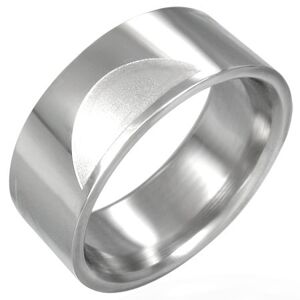 Oceľový prsteň hladký s matnými polkruhmi - Veľkosť: 59 mm