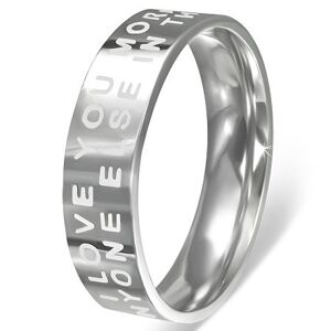 Oceľový prsteň - lesklý povrch so zamilovaným nápisom - Veľkosť: 62 mm