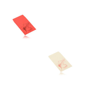 Papierová darčeková obálka menšieho formátu - motív srdiečkového ornamentu, 50 x 85 mm - Farba: Červená