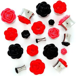 Plug do ucha s plastickou ružičkou - Hrúbka: 3 mm, Farba piercing: Čierna