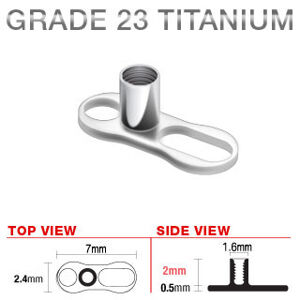 Podkožný titánový implantát microdermal, 2 dierky, 2 mm