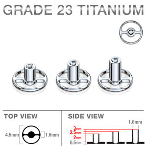 Podkožný titánový implantát microdermal, kruhový tvar, vnútorný závit, 1,6 mm - Dĺžka: 2,5 mm