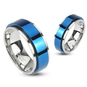 Prsteň z ocele otáčavý - modrý - Veľkosť: 57 mm