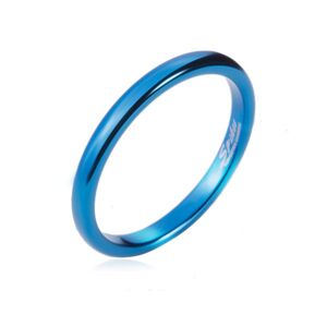 Prsteň z tungstenu - hladká modrá obrúčka, zaoblená, 2 mm - Veľkosť: 52 mm