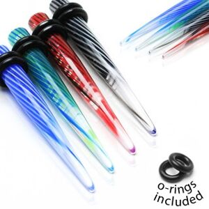 Rozťahovač z UV akrylu so špirálovým vírom a dvoma gumičkami - Hrúbka: 5 mm, Farba: Čierna - Červená