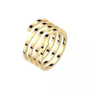 Špirálovito zatočený prsteň z ocele 316L - štvorité rameno, zlatá farba - Veľkosť: 51 mm