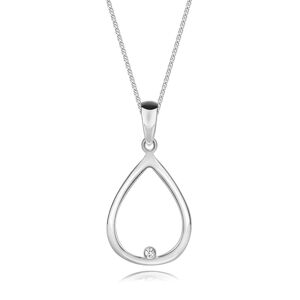 Strieborný 925 náhrdelník - diamant, kontúra slzy, nastaviteľná dĺžka